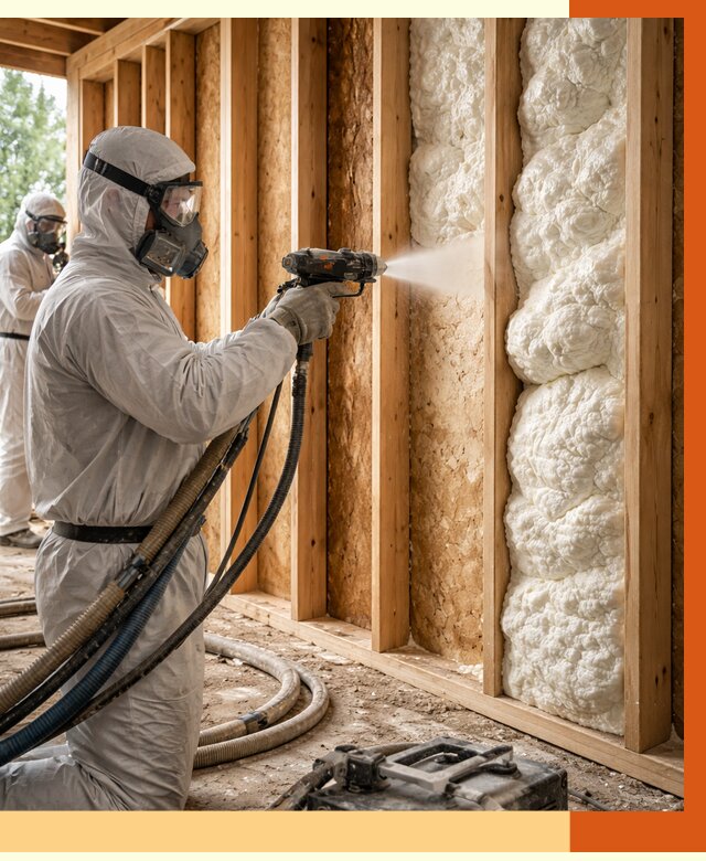 Утепление каркасного дома ППУ в Богородицке от 2992 руб./м2 — работа под ключ | ТепломастерБгд