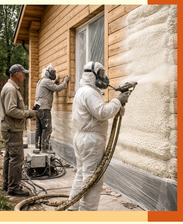 Утепление дома из бруса ППУ в Богородицке от 4114 руб/м2 под ключ | ТепломастерБгд