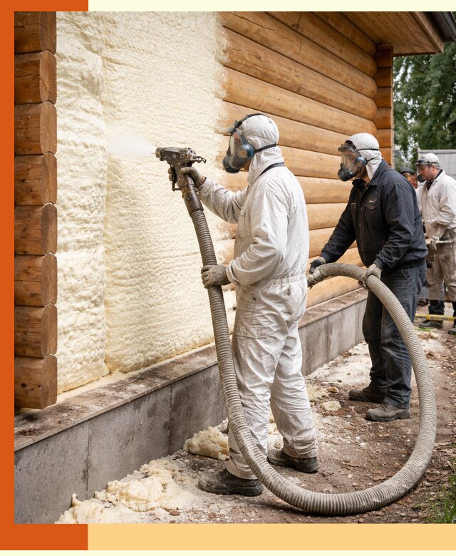 Утепление дома из бруса пенополиуретаном в Богородицке