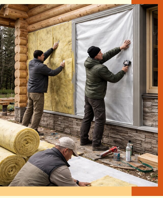 Утепление бревенчатого дома в Богородицке от 8175 руб/м2 — заказать под ключ | ТепломастерБгд