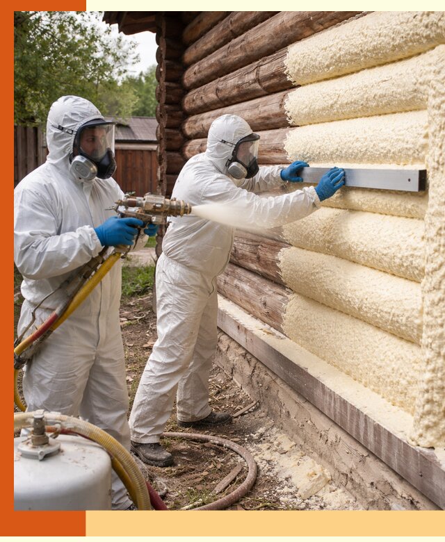 Утепление бревенчатого дома ППУ в Богородицке эффективной изоляцией