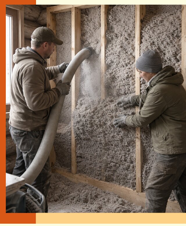 Утепление бревенчатого дома эковатой в Богородицке