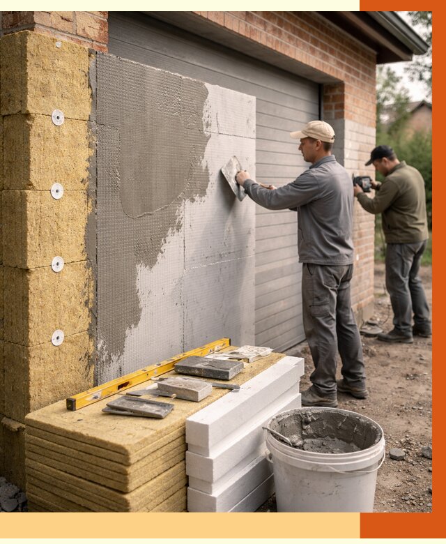 Утепление гаража снаружи в Богородицке от 4488 руб. за м2 — наружное утепление под ключ | ТепломастерБгд