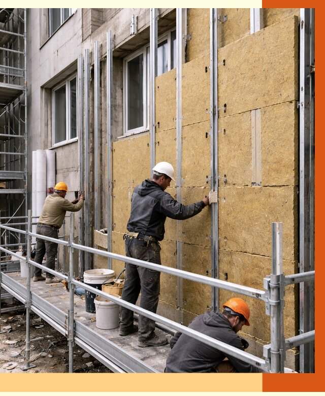 Утепление вентилируемого фасада в Богородицке от 5984 руб/м2 — монтаж и утепление вентфасад | ТепломастерБгд