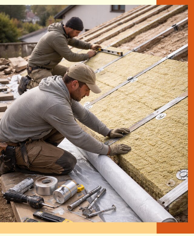 Утепление крыши снаружи в Богородицке под ключ от 1282 руб./м2 | ТепломастерБгд