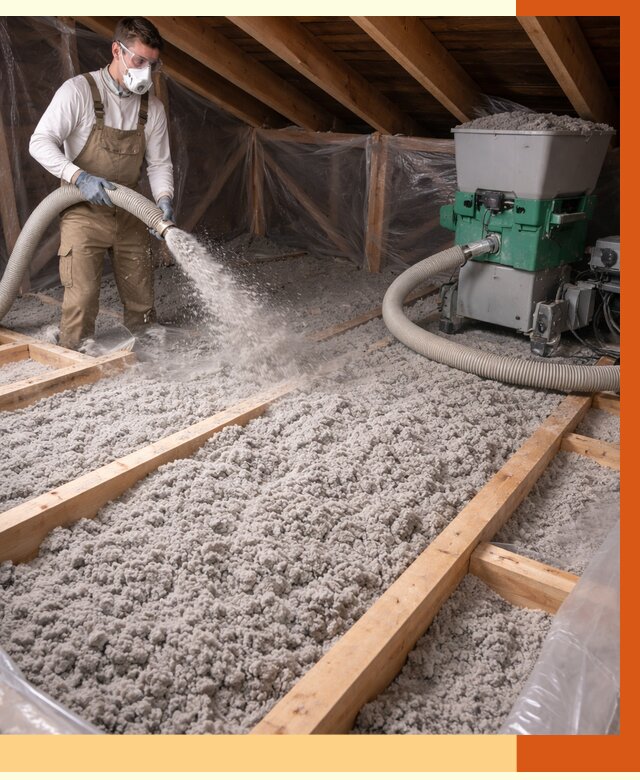 Утепление чердака эковатой в Богородицке от 1549 руб/м2 — заказать у ТепломастерБгд