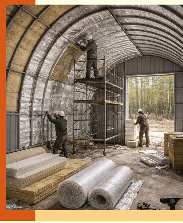 Утепление арочного ангара под ключ в Богородицке