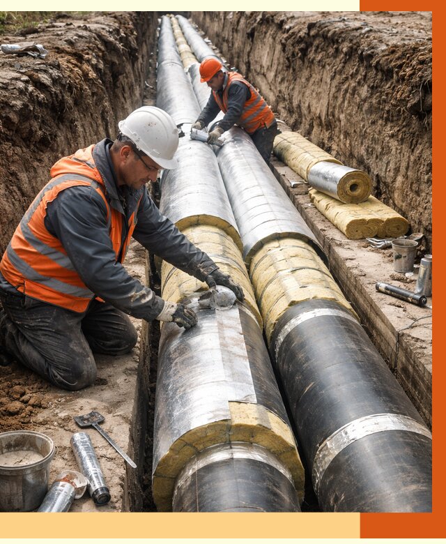 Утепление теплотрассы в Богородицке от 4809 руб./м2 — ппу и комплексная изоляция | ТепломастерБгд