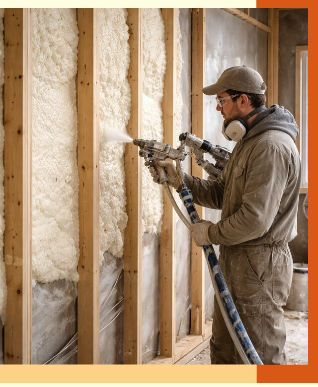 Утепление каркасной стены ППУ в Богородицке от 4542 руб./м2 под ключ | ТепломастерБгд