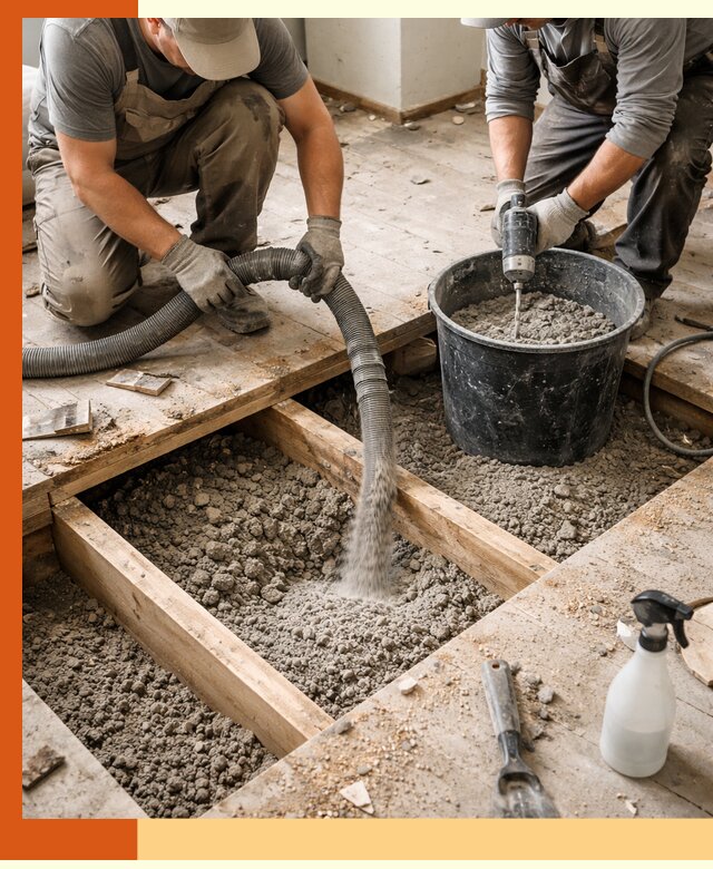 Заполнение пустот пола в Богородицке полиуретаном и пенополистиролом