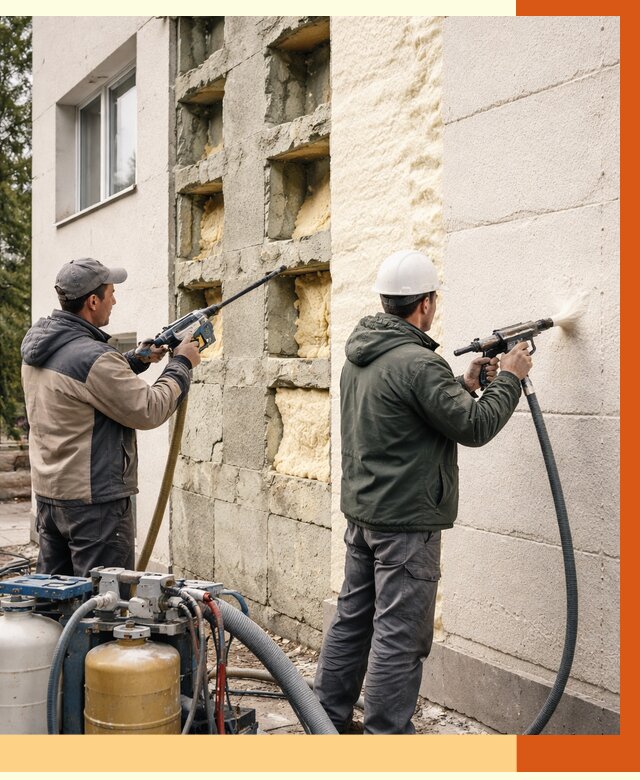 Заполнение пустот фасада в Богородицке от 4809 руб. — утепление пустот облицовки | ТепломастерБгд