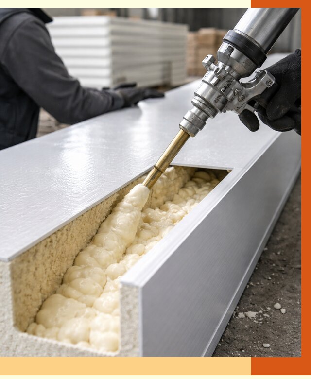 Заполнение пустот холодильных панелей в Богородицке от 8015 руб. | ТепломастерБгд