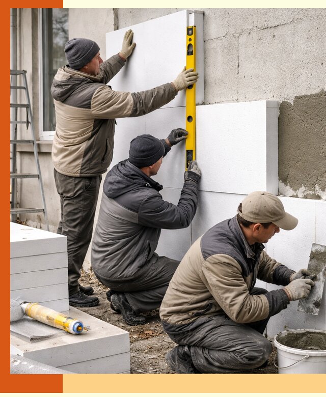 Утепление пенопластом наружных стен и фасадов в Богородицке