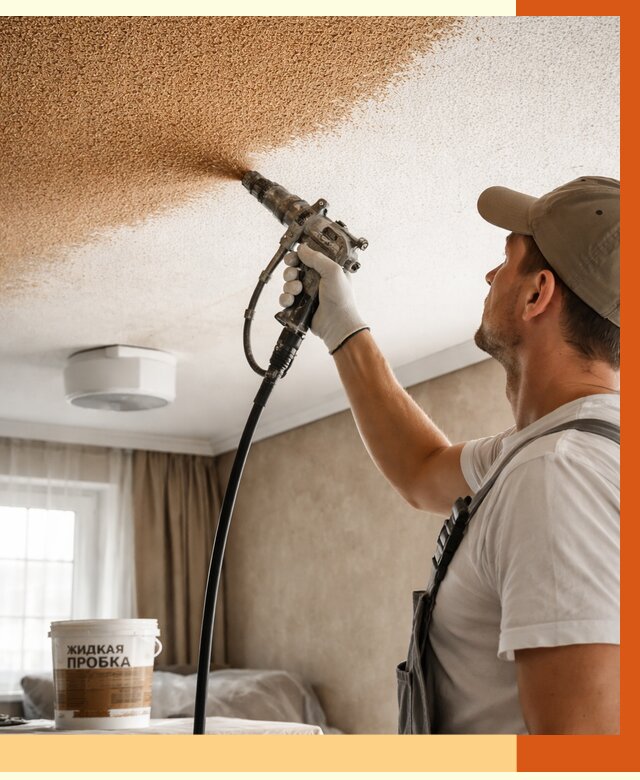 Утепление потолка жидкой пробкой в Богородицке от 3740 руб. | ТепломастерБгд