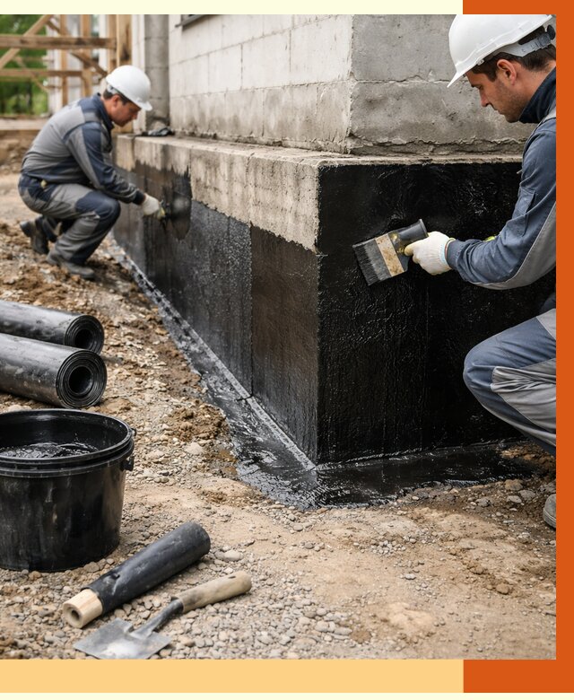 Гидроизоляция фундамента в Богородицке от 1336 руб. — профессионально, под ключ | ТепломастерБгд