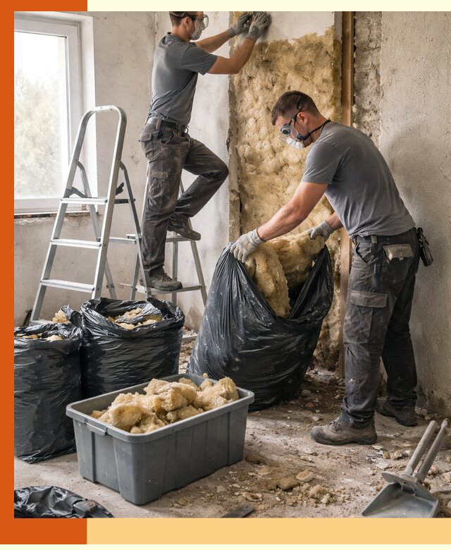 Демонтаж старого утеплителя и вывоз отходов в Богородицке